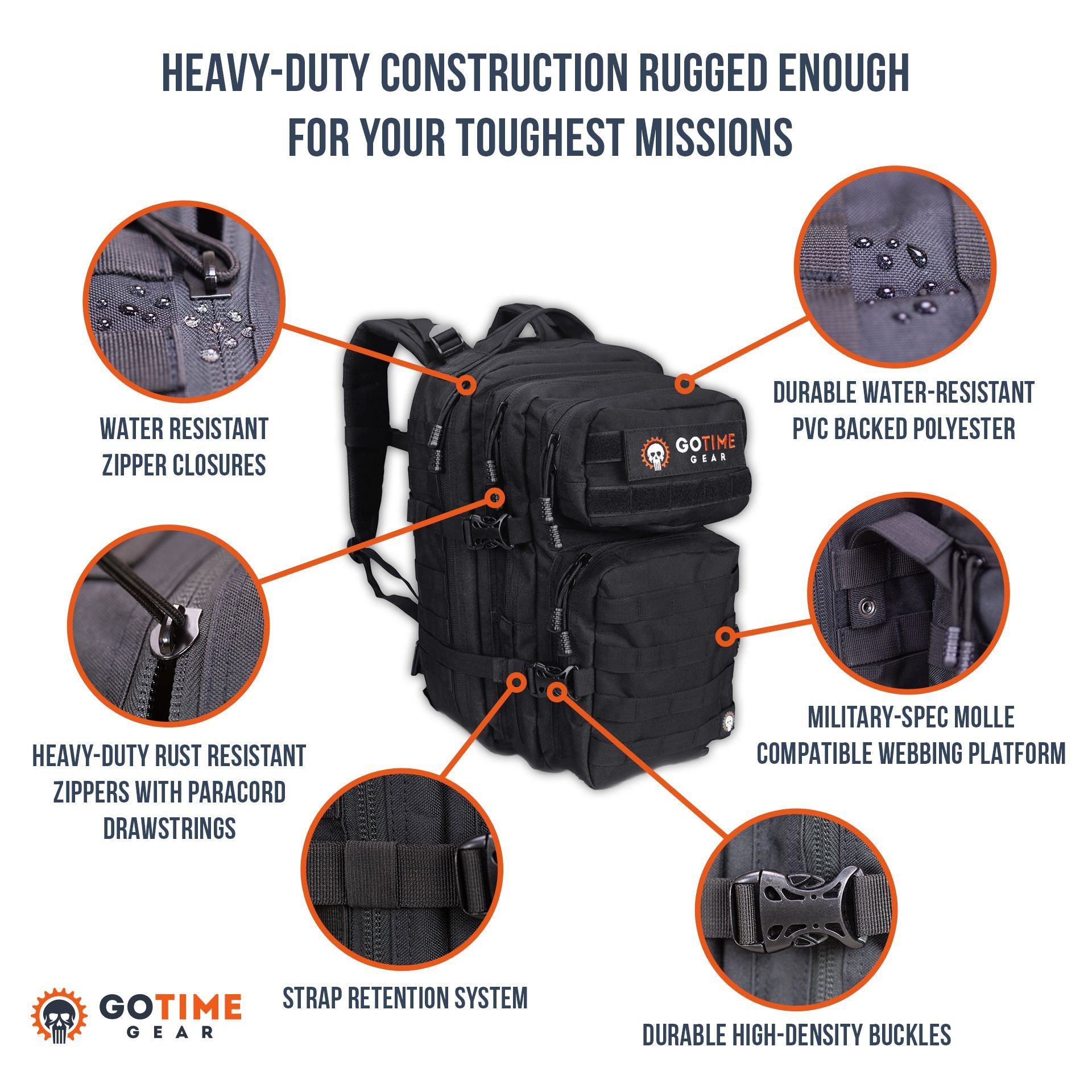 gxg mini tactical backpack black EXO TEK - Heavy Duty Tactical Adventure Backpack | Go Time Gear